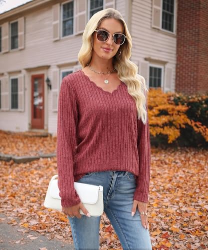 JomeDesign Womens Sweaters Casual Long Sleeve V Neck Lightweight Tunic Pullover Sweater Tops