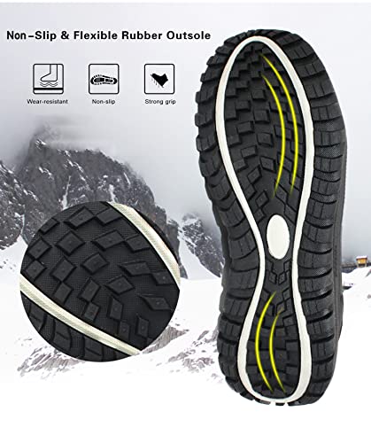 ROCKMARK Men's Winter Snow Boots Outdoor Warm Mid Calf Waterproof Durable Boot Non-Slip Warm Climbing Shoes