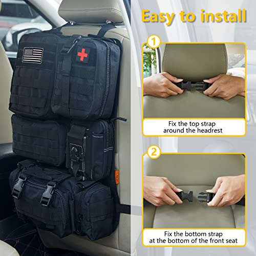 Universal Tactical Car Seat Back Organizer Bag Tactical Molle Vehicle Organizers Panel Vehicle Protector Organizers with 5...