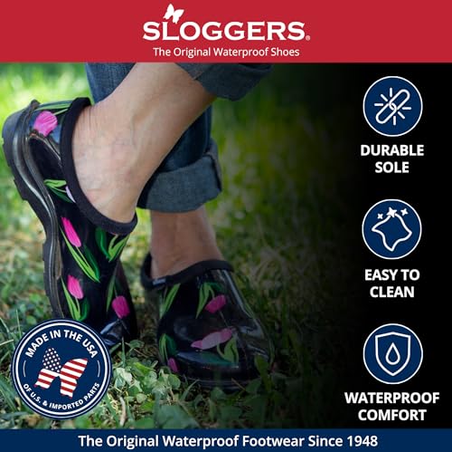 Sloggers Original Waterproof Rain and Garden Shoe for Women– Outdoor Slip-On Garden Clog - Made in The USA with Premium Co...