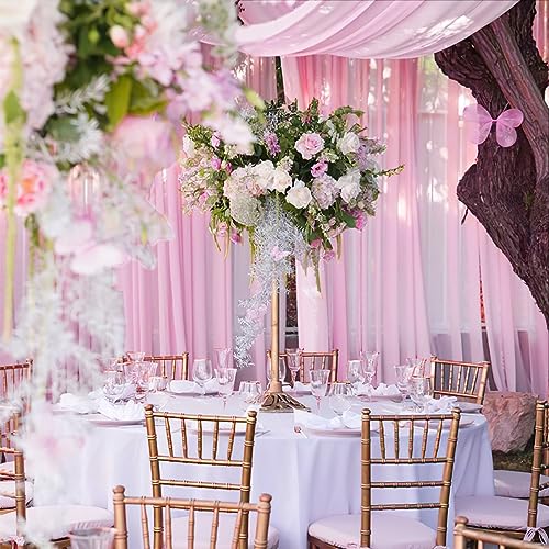 Sheer Curtain Drapes 10ft x 8ft Pink Chiffon Fabric Backdrop Drapes Curtain for Wedding Arch Party Window Decoration