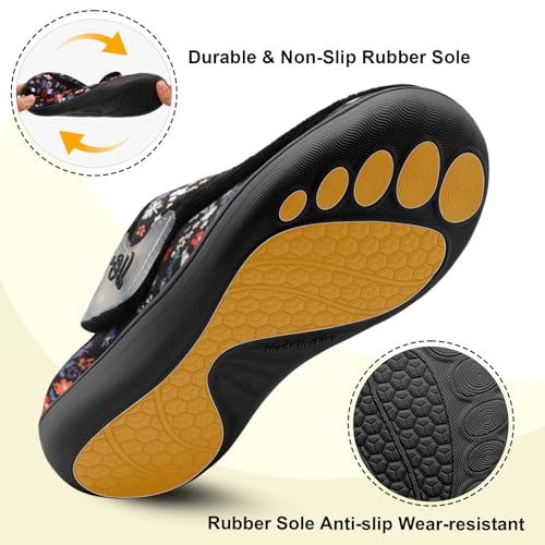LeIsfIt Slippers for Women Extra Wide House Slippers Elderly Slip on House Shoes Non-Slip Indoor Outdoor Slipper Adjustabl...