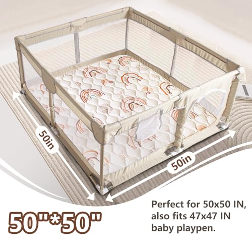 Beavtaens Baby Play Mat, 50x50 Playpen Mat with Super Soft Touch, Activity Mat with Upgraded Anti-Slip Bottom, Machine Was...
