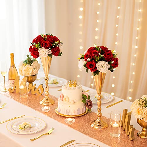 Sziqiqi Red Fake Flowers for Wedding Centerpiece Kissing Flower Balls for Tables Flower Centerpieces Arrangement for Party...