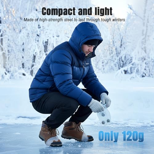 Universal 5-Tooth Ice Cleats for Shoes Boots, Non-Slip Gripper Spikes Ice Traction Cleats, Winter Outdoor Anti-Skid Shoe C...