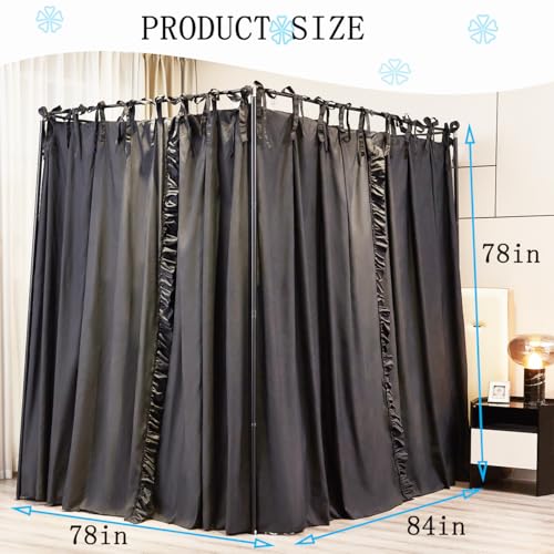 Akiky 4 Corners Post Canopy Bed Curtains Double Layer Cozy Drape Netting 4 Opening Mosquito Net Mesh for Girls Bedroom Dec...