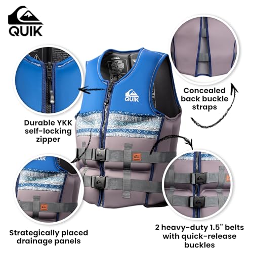 QUIKSILVER Men's Life Vest, USCG and Transport Canada Approved Type III PFD, Evoprene CGA Personal Flotation Device for Je...