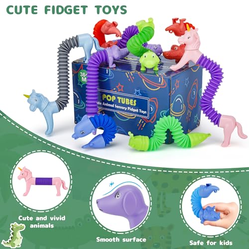 UrChoice 20Pcs Animal Pop Tubes Fidget Toys, Gift for Toddlers Kid Boy Grandkid,Party Favors, Carnival Prizes,Piñata Stuff...