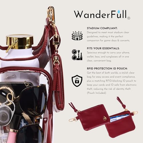 WanderFull® Clear Stadium HydroBag® Hands-Free Crossbody 32 Oz Water Bottle Carrier w/Phone Pocket & Adjustable Strap