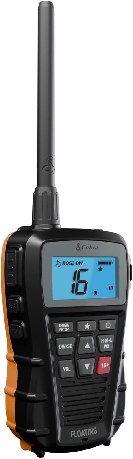 Cobra BlueBound 150 VHF Handheld Marine Radio - Black - 3-Watt, Floating, Long Range, NOAA Weather Alerts, International F...