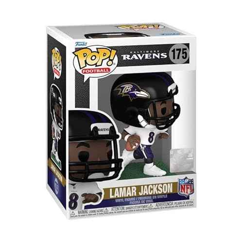 POP Football: Ravens - Lamar [Jackson] (Away Uniform) Funko Vinyl Figure (Bundled with Compatible Box Protector Case), Multicolor, 3.75 inches