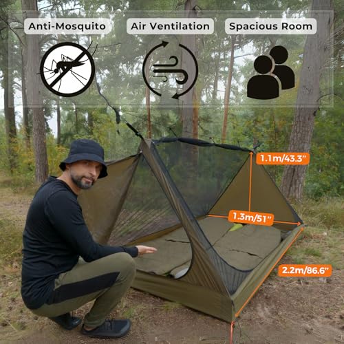 onewind Mesh Tent for 2 Person, 2 Openings Inner Tent for Tarp Ultralight Trekking Pole Tent Tarp Backpacking Netting Tent...