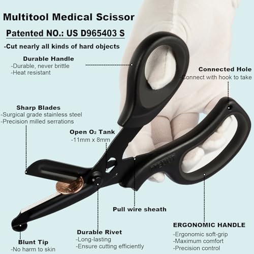 MEUUT 2 Pack Medical Scissors Trauma Shears for Left and Right Hand -Patented Bandage Scissors All Purpose with Non-Stick ...