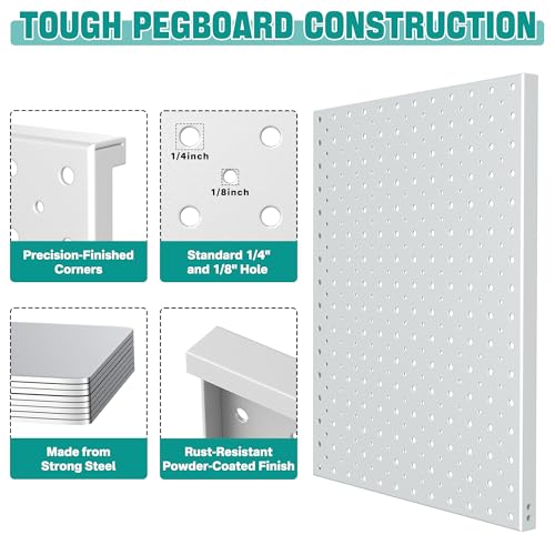 EVERHANGER Metal Pegboard Display Stand, Freestanding Tabletop Pegboard Display for Craft Shows & Fairs, 12"X16", 4pcs Gray