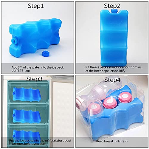 ISUSSER Pack of 3 Reusable Ice Packs for Breastmilk Storage, Bottle Ice Packs for Cool Cooler Bag, Breakfast, Lunch, Baby ...