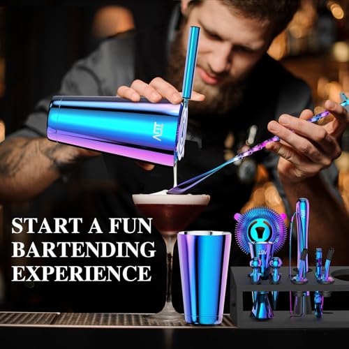 IOV Cocktail Shaker Set: 12-Piece Mixology Bartender Kit Bar Set | 18oz & 28oz Boston Shaker Drink Mixing Tools for Home w...
