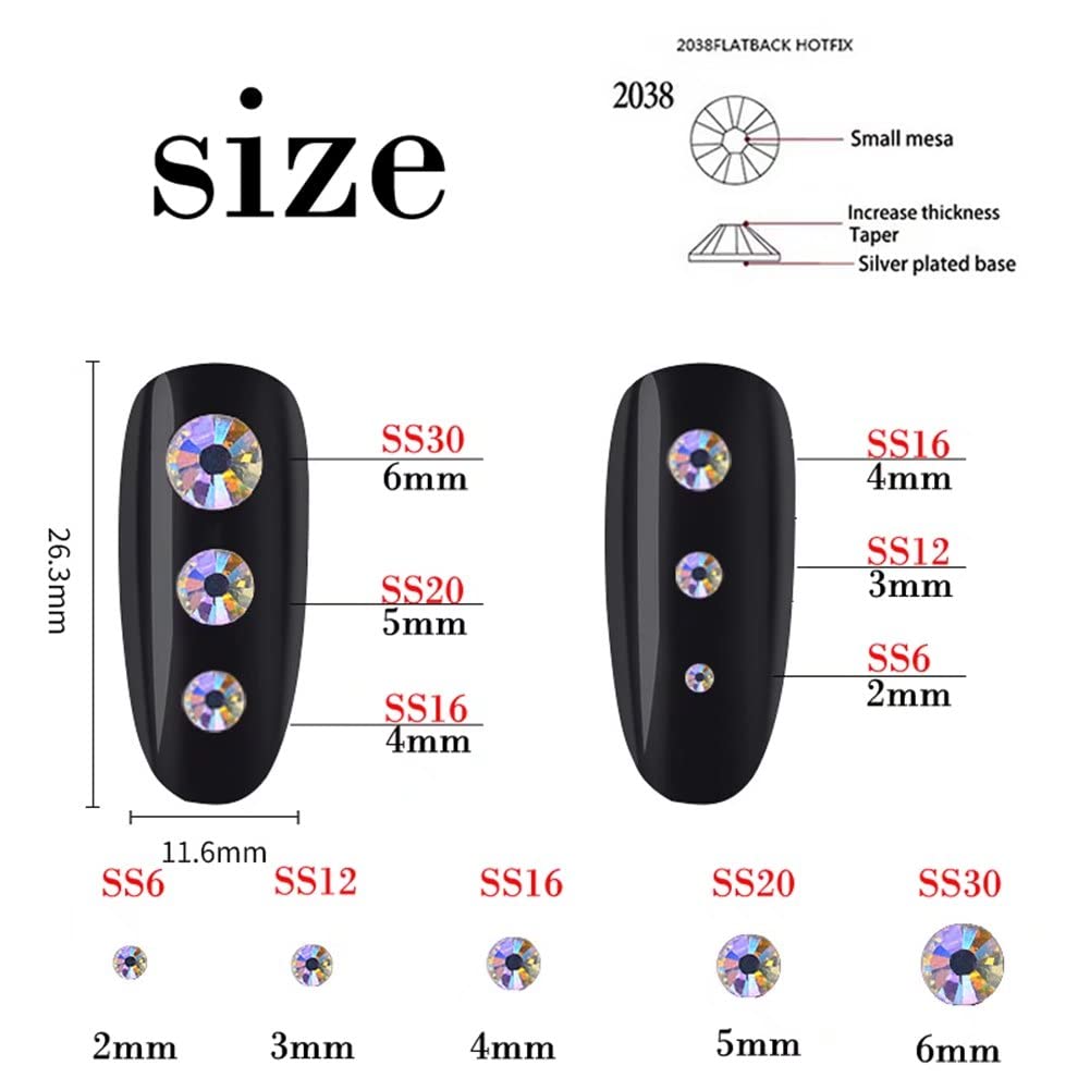 500 Pieces SS30 6mm Flatback Rhinestones Clear Glass Round Gems Crystals for Nail Art DIY Crafts Clothes Shoes Bags （White）