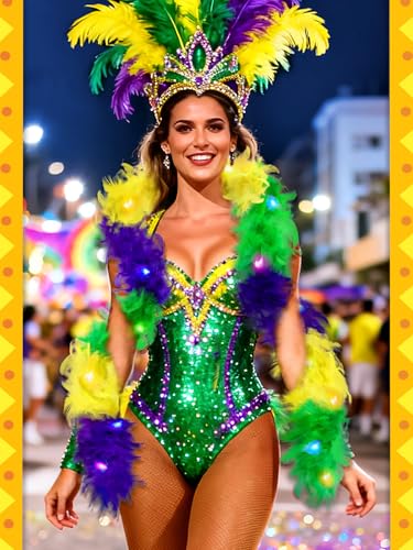 BOARDFEB 6 Ft Light Up Feather Boa for Party Mardi Gras Halloween Costume Christmas Tree and Home Decoration