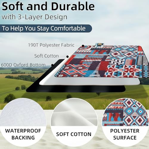 SONGYUAN Extra Large Picnic Outdoor Blanket, 80''x80'' Waterproof Foldable Blankets Gingham Picnic Mat for Beach, Camping ...