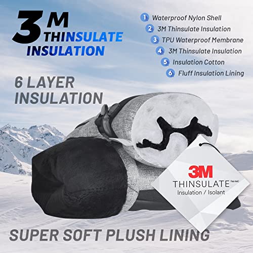 Magelfarm Unisex Waterproof Touchscreen Ski Gloves for Men Women, 3M Thinsulate Winter Snow Gloves with Pocket
