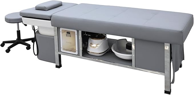 TATARTIST Head Spa Bed Head Care Shampoo Bed Head Spa Equipment Shampoo Backwash Unit with Cover Pillow Hair Salon Massage Table (Grey)