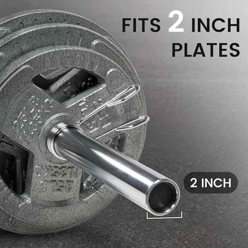 Fitvids Olympic 2-Inch Barbell Bar for Weightlifting and Powerlifting, 700 Pound Capacity, 2 Inch Diameter, Chrome, Multiple Sizes