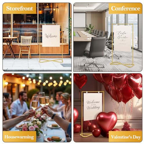 OUSHENG Wedding Welcome Sign Stand, Easel Poster Holder Metal Pictures Photo Board Rack with Heart Base for Reception Part...