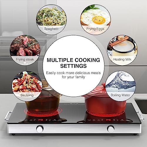 VBGK Electric Cooktop,110V 2400W Electric Stove Top with Knob Control,9 Power Levels, Kids Lock & Timer,LED touch control,...