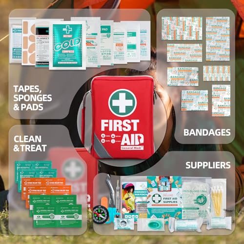 General Medi First Aid Kit - Small Compact First Aid Kit Bag(175 Piece) - Reflective Bag Design- Includes Instant Cold Pac...