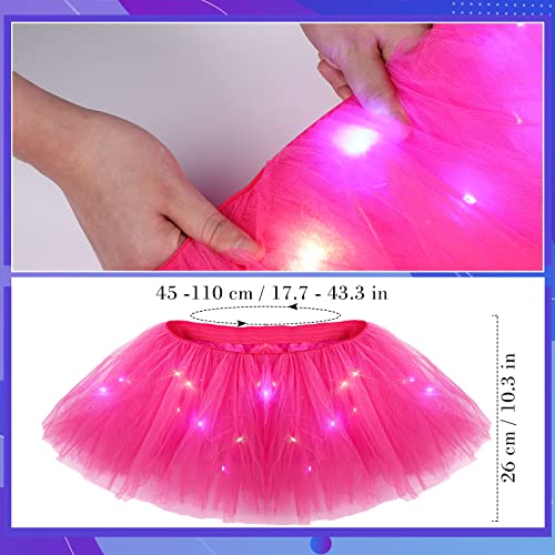 Crowye LED Tutu Skirt Light up Tutus 5 Layered Neon Tulle Skirt for Women 80's Party Valentine's Day New Year Glitter Costume