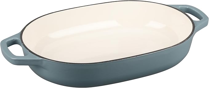 Enameled Cast Iron Oval Dutch Oven Pot with Lid, Dutch Oven for Sourdough Bread Baking, Oval Bread Pan, Bread Oven, Bread Dutch Oven, 7qt, Seasalt