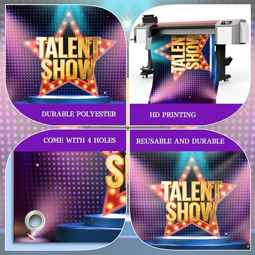 Starlight Stage Backdrop Red Curtain with Spotlights for Talent Show, Magic Performance, Theater Photography Background Bi...