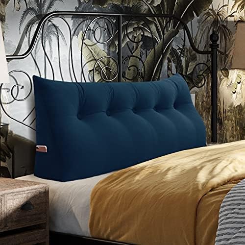 Wedge Headboard Pillow Dorm Room Reading Pillow Back Support for Sitting Up in Bed Bolster Lumbar Cushion Body Positioning Bedrest Velvet 59in Navy Blue Queen