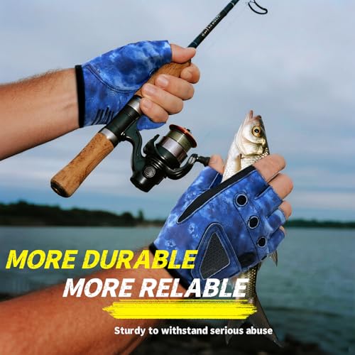 Rioomui Stubby Fingerless Fishing Gloves Men - Lightweight Breathable Anti-Slip Kayak Gloves Women for Kayaking, Sailing,P...