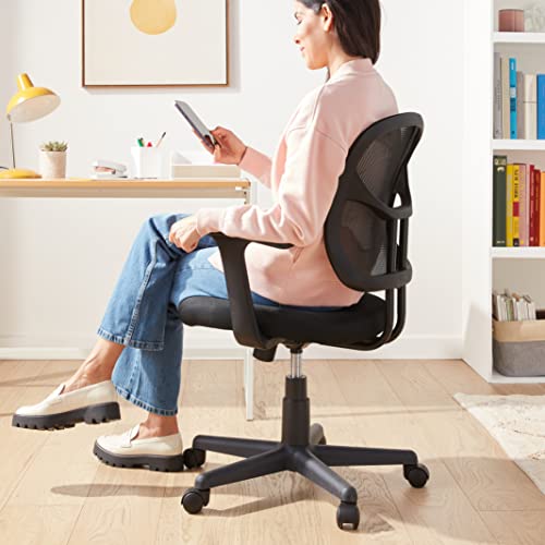 Amazon Basics Mesh Mid-Back Adjustable-Height 360-Degree Swivel Office Desk Chair with Armrests, Lumbar Support and Easy t...