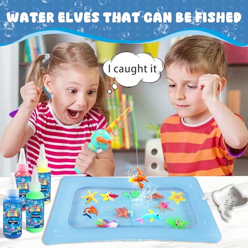 BEIREG Aqua Water Fairy Gel Kit, Magic Squishy Elf Water Toy Kit with 18 Color Gel, 18 Shape Molds, 2 Fishing Toy, Create ...