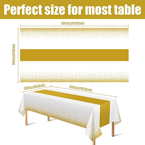 OHOME 4 Pack Disposable Plastic Table Cloths for Parties,White and Gold Rectangle Table Covers for Fall Decor Wedding Brid...