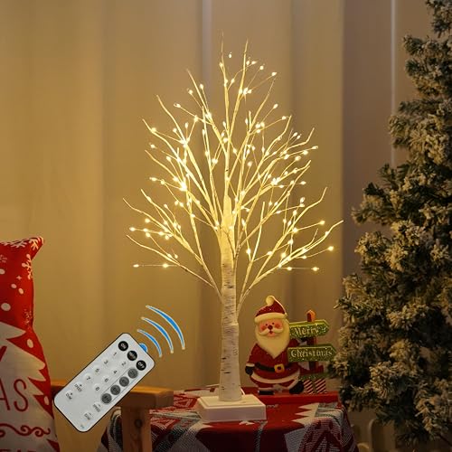 144 LED Birch Tree Lights with Remote Control, DIY Artificial Tree Lamp with Timer, Twinkle Lighted Tree 3 AA or USB Power...