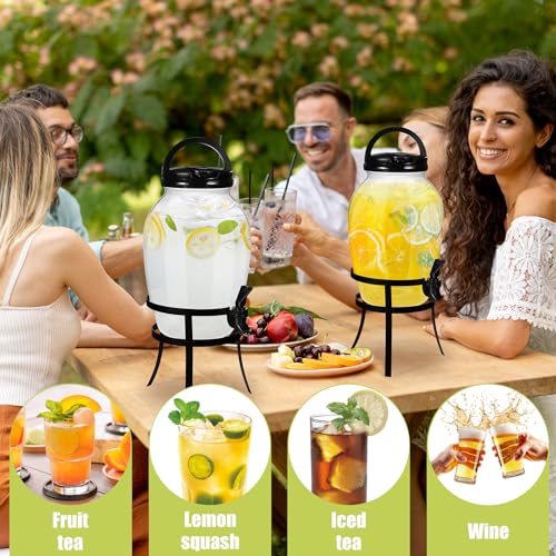 Havawish 2 Pack Drink Beverage Dispenser with Stand for Parties 1.16 Gallon Plastic Water Lemonade Juice Dispenser with Sp...