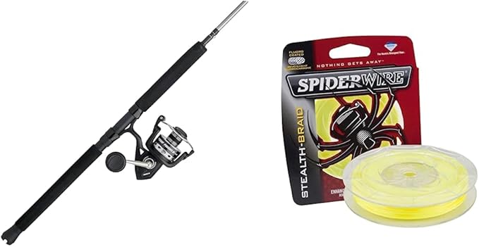 PENN 10’ Pursuit IV 2-Piece Fishing Rod and Reel Surf Spinning Combos & SpiderWire Stealth® Superline, Moss Green, 50lb | ...