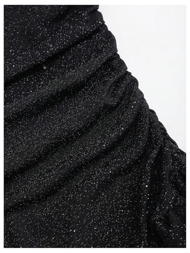 Floerns Women's Rhinestone Strapless Tube Dress Ruched Layered Ruffle Party Mini Dresses
