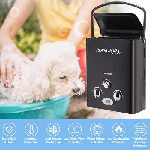 Portable Water Heater Propane Tankless - 6L 1.58GPM RV on demand Hot Gas Outdoor Digital Display Water Heater for Camping,...