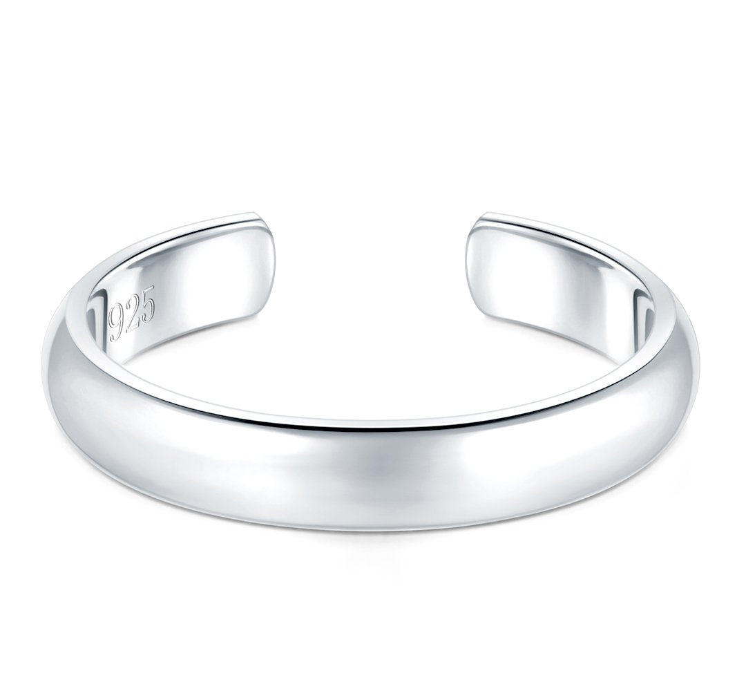 BORUO 925 Sterling Silver Toe Ring, Hypoallergenic Adjustable Band Ring 3mm