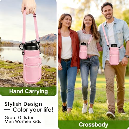 Water Bottle Holder with Strap, 32/40 oz Insulated Water Bottle Sling Bag Crossbody, Water Bottle Carrier Bag with Phone P...