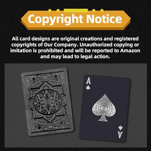 Playing Cards, Plastic Playing Cards, Deck of Cards, Waterproof Poker Cards, Black Standard Playing Card for Adults, Cool ...
