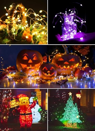 Minetom Color Changing Fairy String Lights - 33 ft 100 LED USB Silver Wire Lights with Remote and Timer, Starry Fairy Ligh...