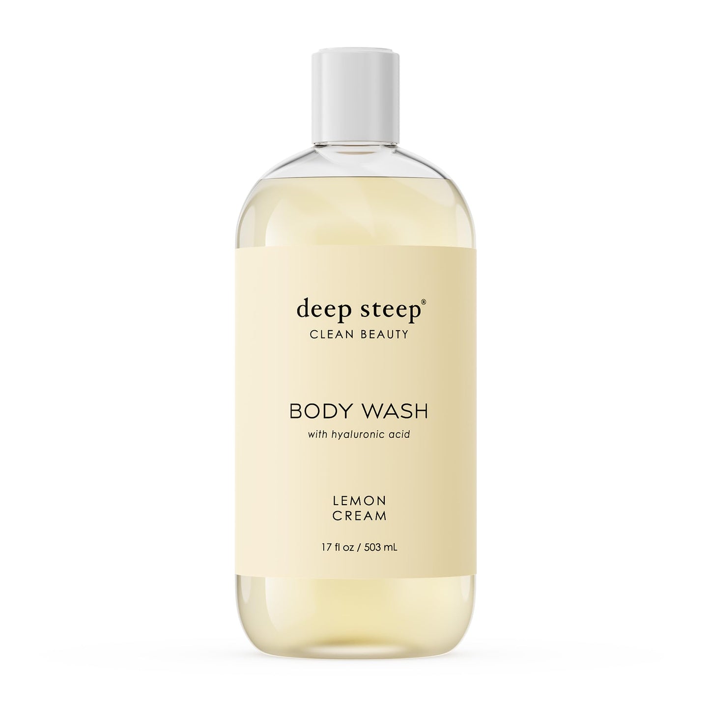 Deep Steep Body Wash, Lemon Cream, 17 oz - Hydrating Shower Gel with Hyaluronic Acid, Shea Butter, Aloe Vera & Argan Oil - Vegan