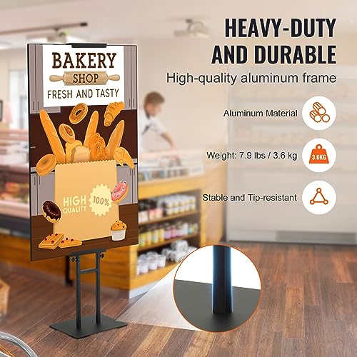 VEVOR Poster Stand, Adjustable Height Up to 75", Double-Sided Heavy Duty Pedestal Sign Holder, Floor Standing Sign Holder ...