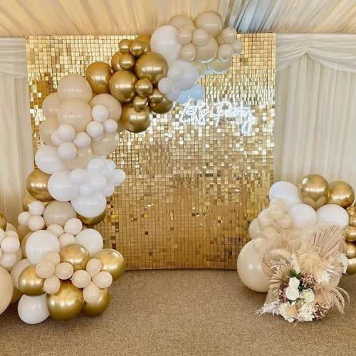 Awenztech 120pcs 5 inch Metallic Gold Balloons, Small Chrome Gold Latex Balloons for Graduation Engagement Wedding Birthda...