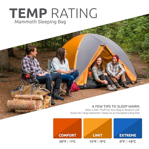 Teton Mammoth Queen Size Double Sleeping Bag- A Warm Bag The Whole Family can Enjoy – Great for Camping, Hunting and Base ...